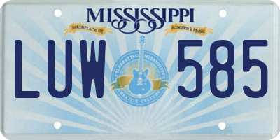 MS license plate LUW585