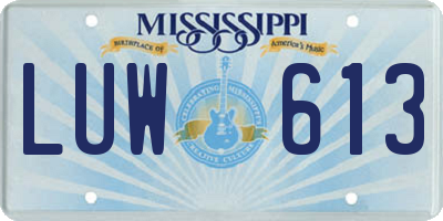 MS license plate LUW613