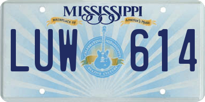 MS license plate LUW614