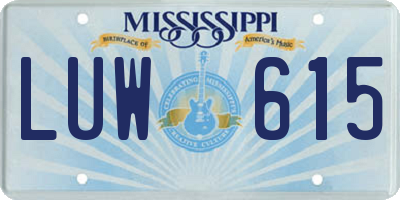 MS license plate LUW615
