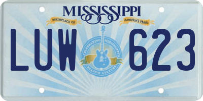 MS license plate LUW623