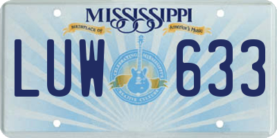 MS license plate LUW633
