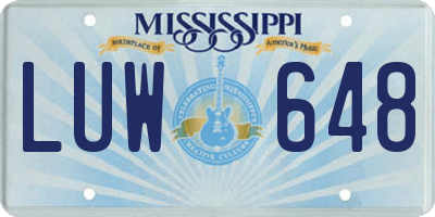 MS license plate LUW648