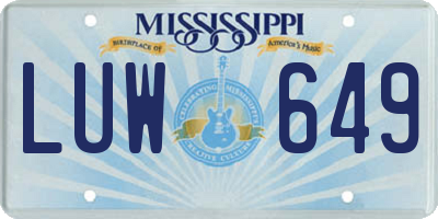 MS license plate LUW649