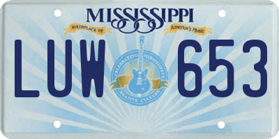 MS license plate LUW653