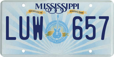 MS license plate LUW657