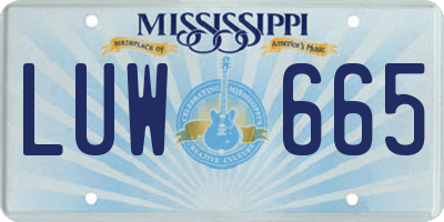 MS license plate LUW665
