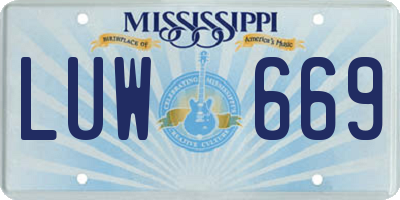 MS license plate LUW669