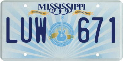 MS license plate LUW671