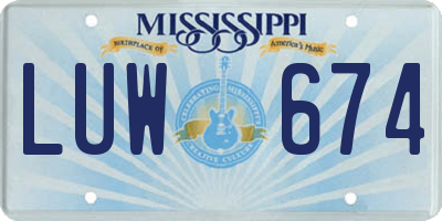 MS license plate LUW674