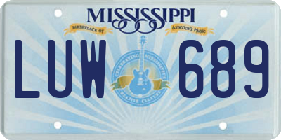 MS license plate LUW689
