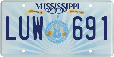 MS license plate LUW691
