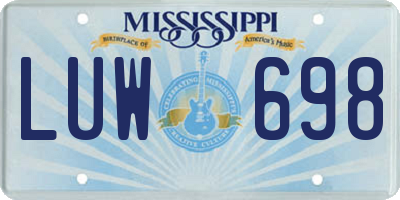MS license plate LUW698