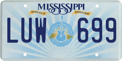 MS license plate LUW699