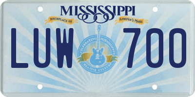 MS license plate LUW700