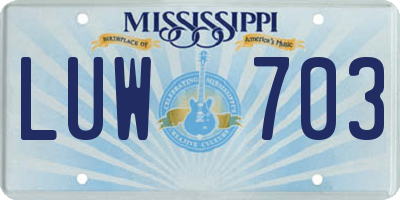 MS license plate LUW703