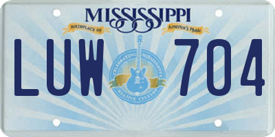 MS license plate LUW704