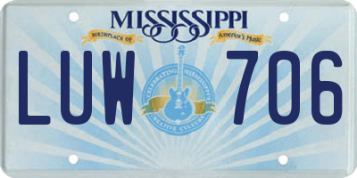 MS license plate LUW706