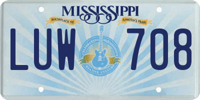MS license plate LUW708