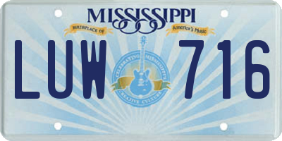 MS license plate LUW716