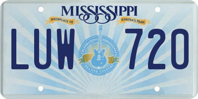 MS license plate LUW720