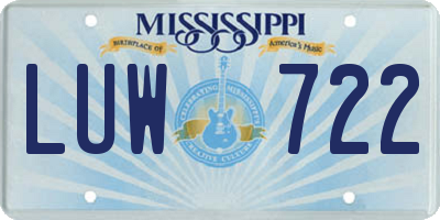 MS license plate LUW722