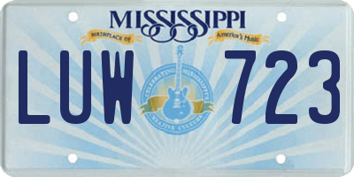 MS license plate LUW723