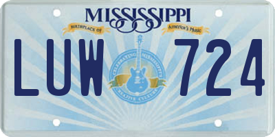MS license plate LUW724