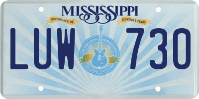 MS license plate LUW730