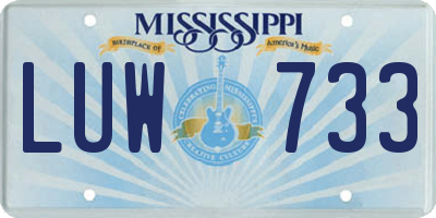 MS license plate LUW733
