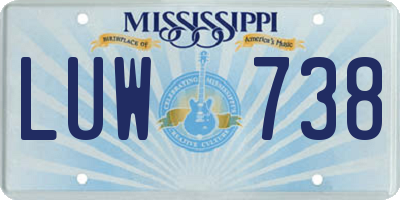 MS license plate LUW738