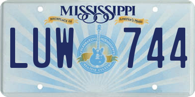 MS license plate LUW744