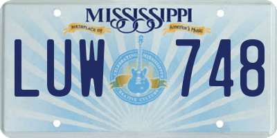MS license plate LUW748