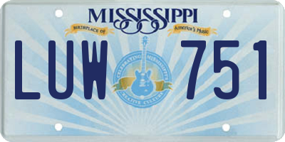 MS license plate LUW751