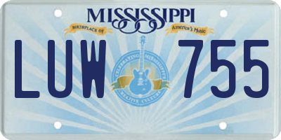 MS license plate LUW755