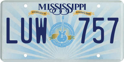 MS license plate LUW757