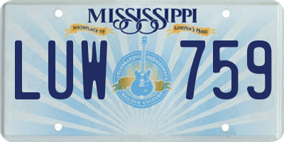 MS license plate LUW759
