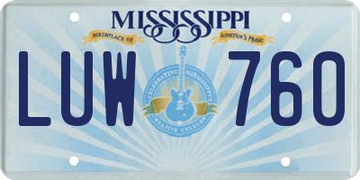 MS license plate LUW760