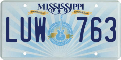 MS license plate LUW763