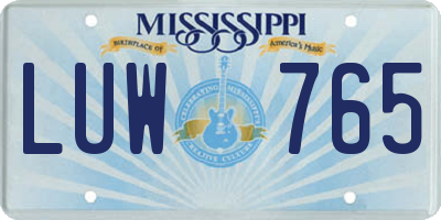 MS license plate LUW765