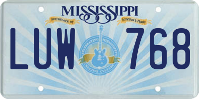 MS license plate LUW768