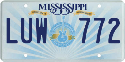 MS license plate LUW772