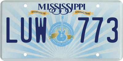 MS license plate LUW773