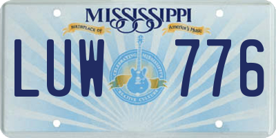 MS license plate LUW776