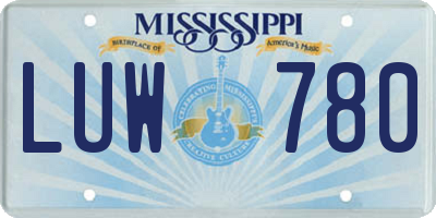 MS license plate LUW780