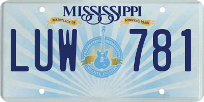 MS license plate LUW781