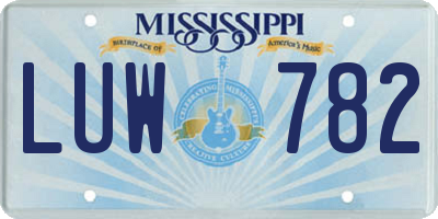 MS license plate LUW782