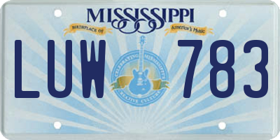 MS license plate LUW783