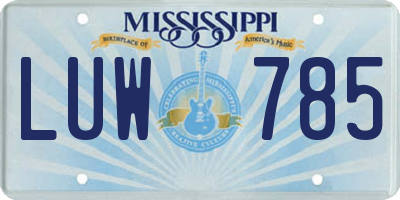 MS license plate LUW785