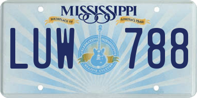 MS license plate LUW788